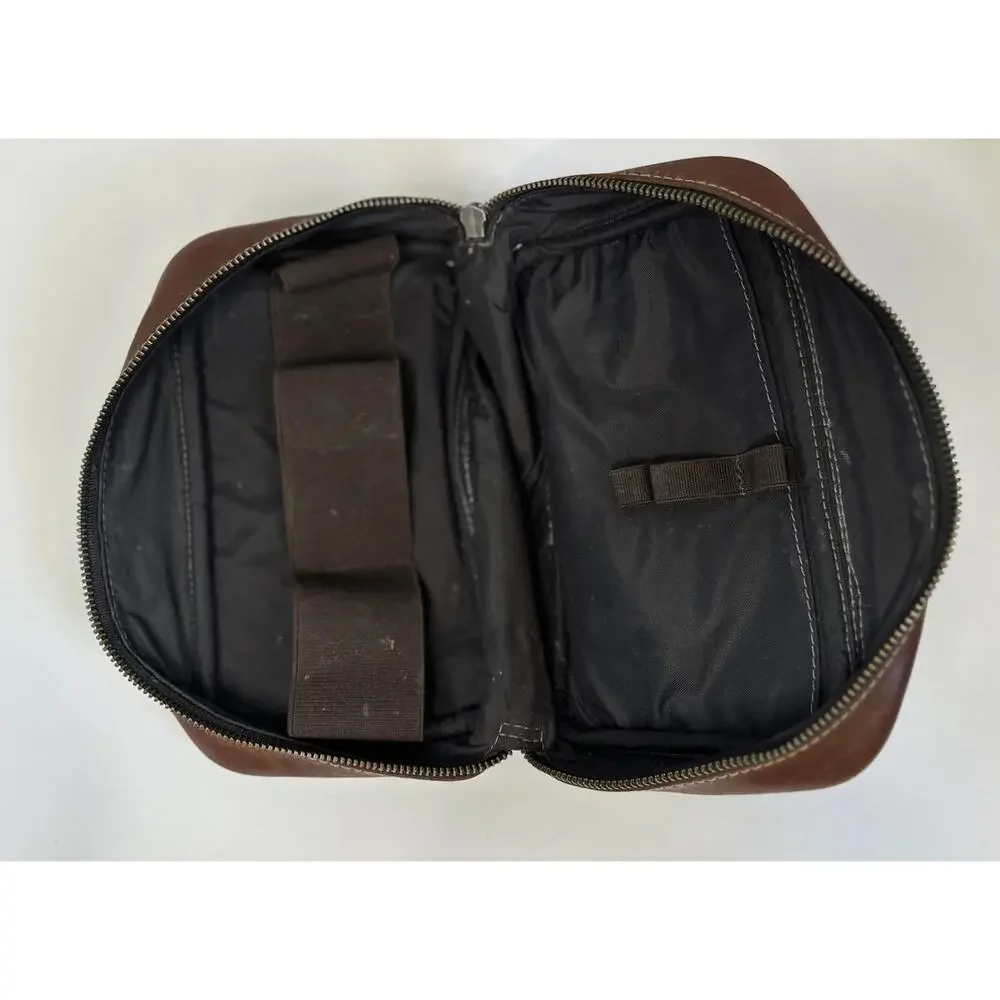 Vintage Men's Oiled Leather Brown Multi Compartment Toiletry/Travel/Gym Bag